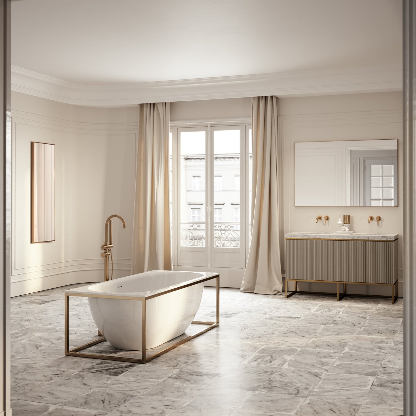 Couture Large Brushed Gold Mirror 1400mm