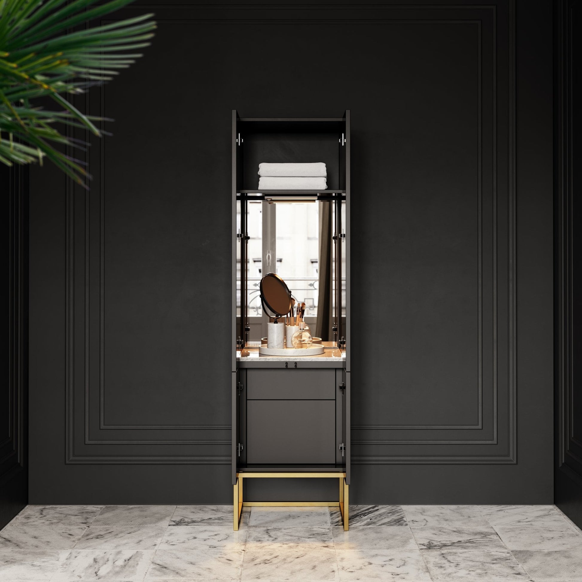 Couture Matte Black Beauty Storage Cabinet 500mm