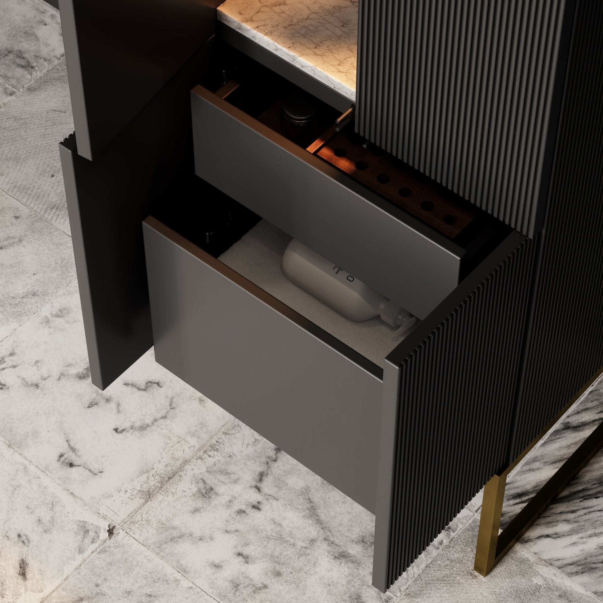 Couture Matte Black Beauty Storage Cabinet 500mm