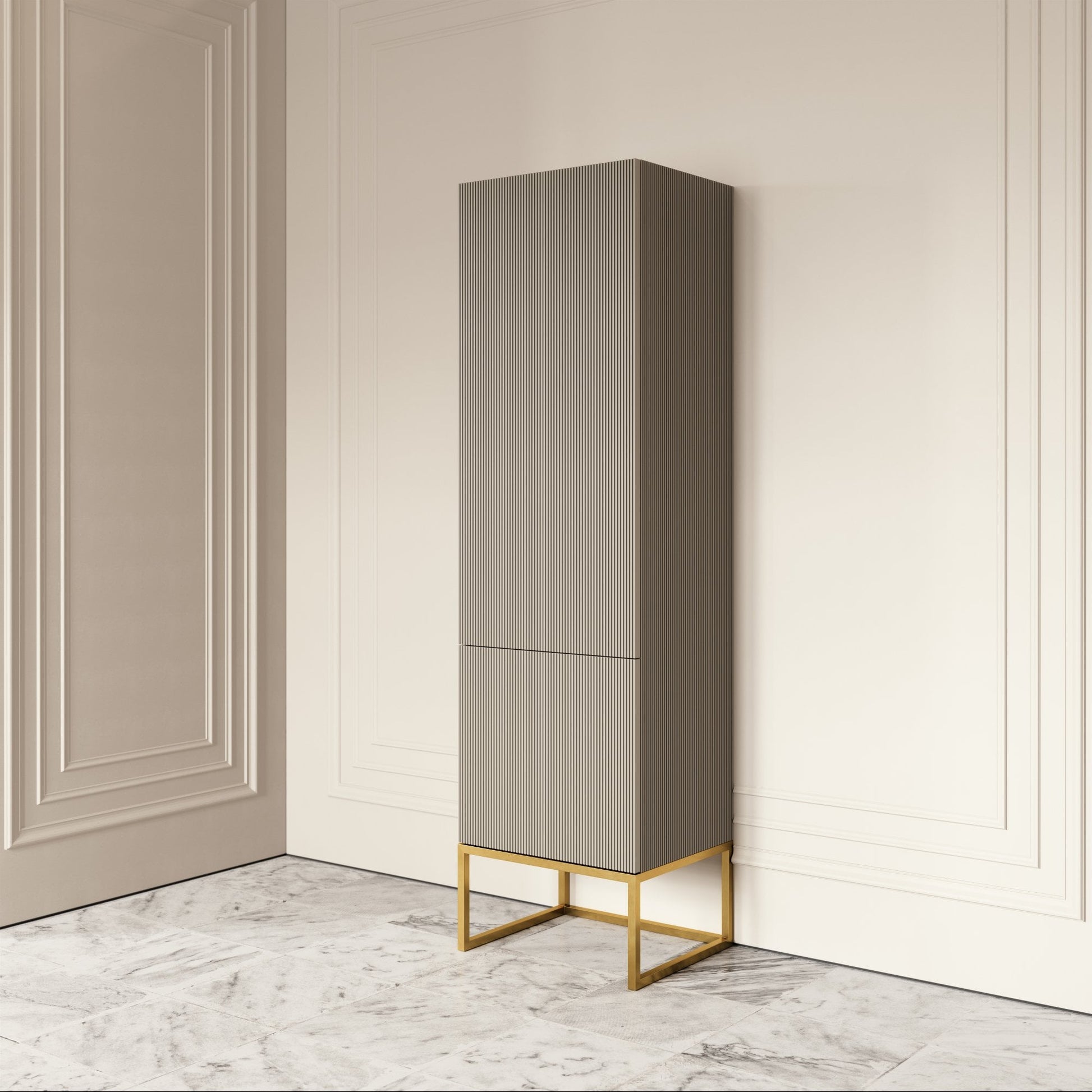 Couture Matte Velvet Beige Beauty Storage Cabinet 500mm