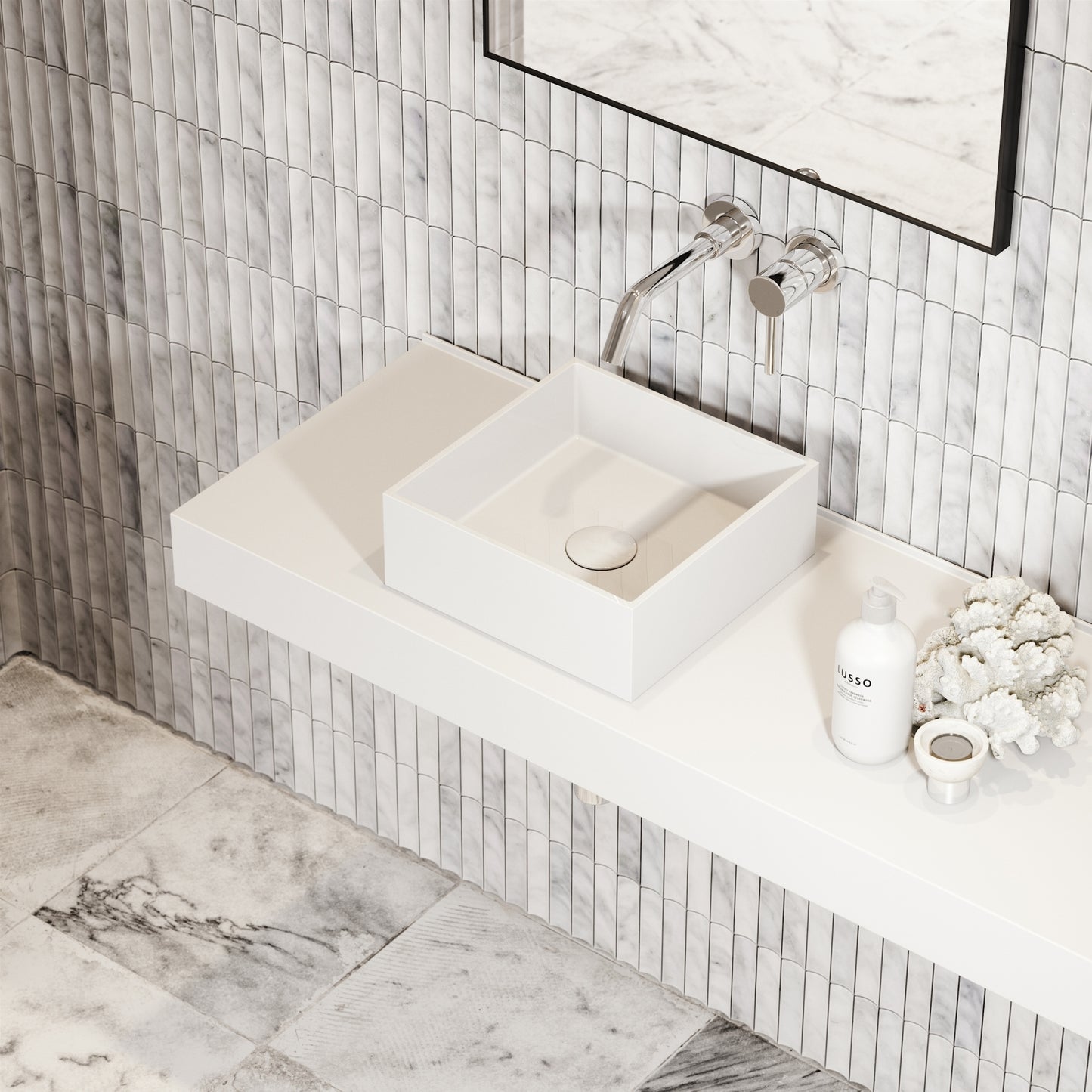 Cube Petite Square Countertop Stone Basin 300mm