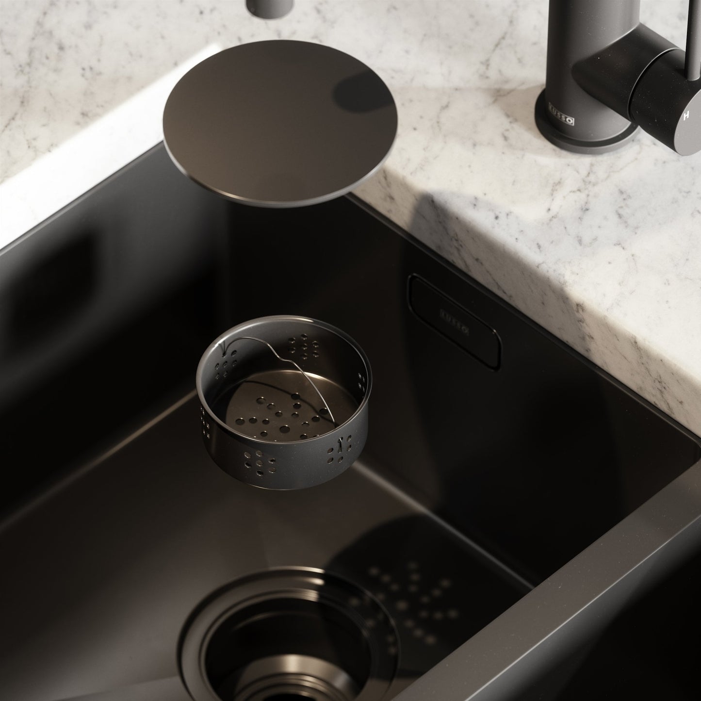 Cubo Gunmetal Black Undermount Double Kitchen Sink