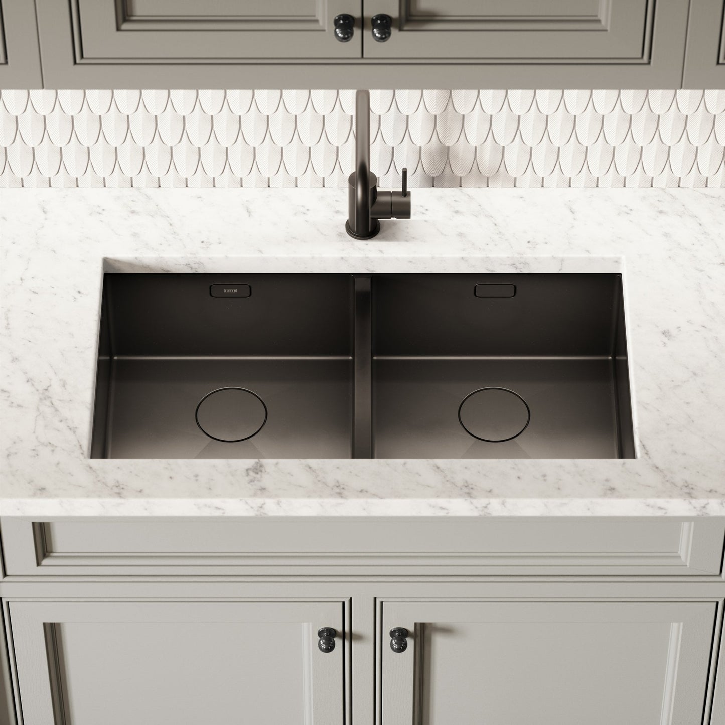 Cubo Gunmetal Black Undermount Double Kitchen Sink