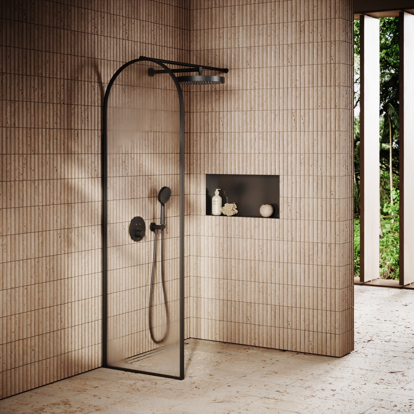 Cubox Frameless Gunmetal Bathroom Shower Niche 600mm