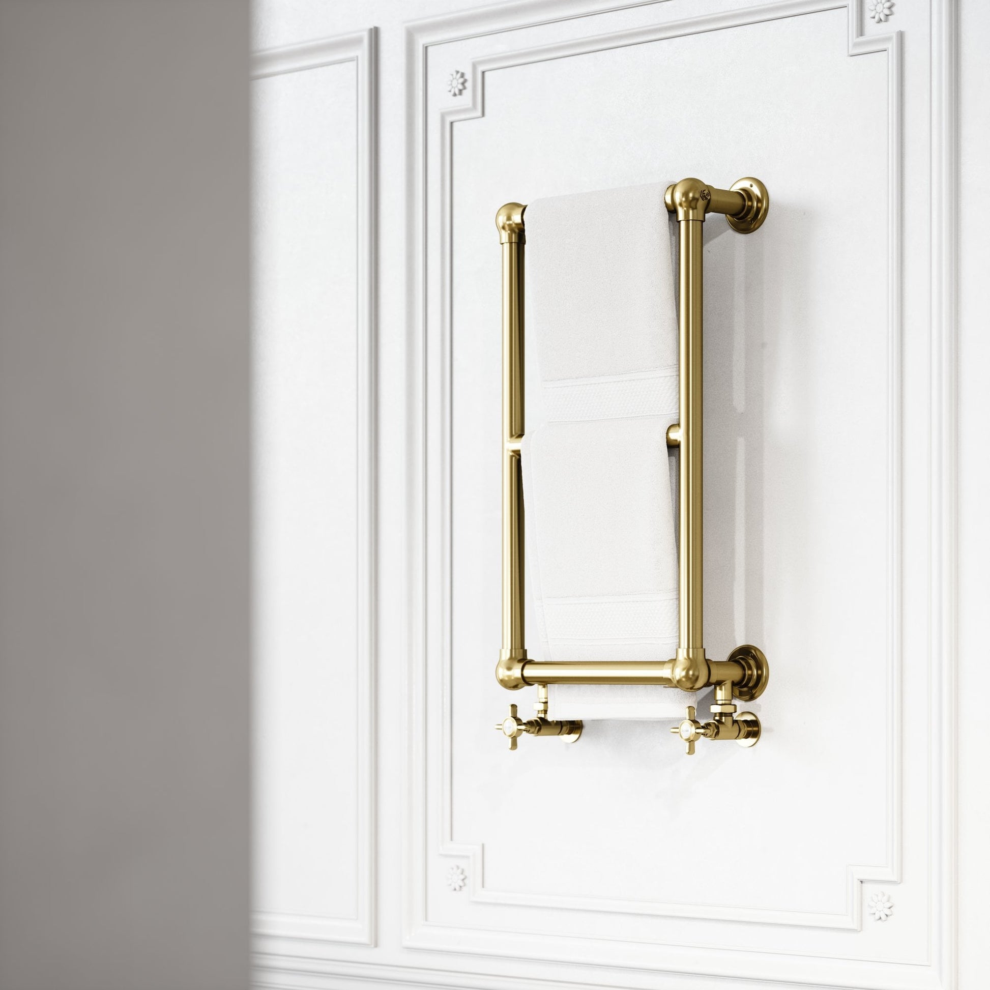 Curzon Wall Mounted 3-bar Traditional Heated Towel Warmer Radiator Brushed Gold