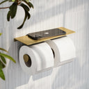 Deka Brushed Gold Double Toilet Roll Holder with Shelf