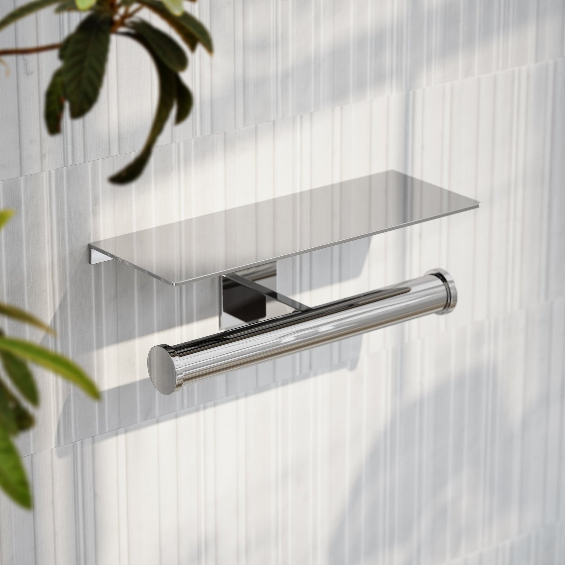 Deka Chrome Double Toilet Roll Holder with Shelf