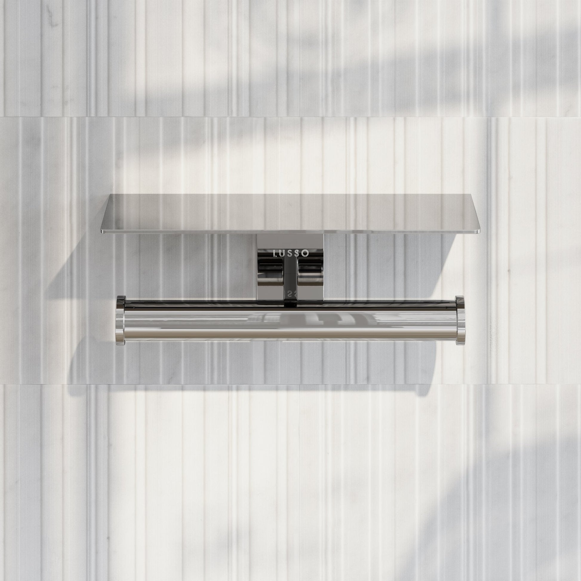 Deka Chrome Double Toilet Roll Holder with Shelf