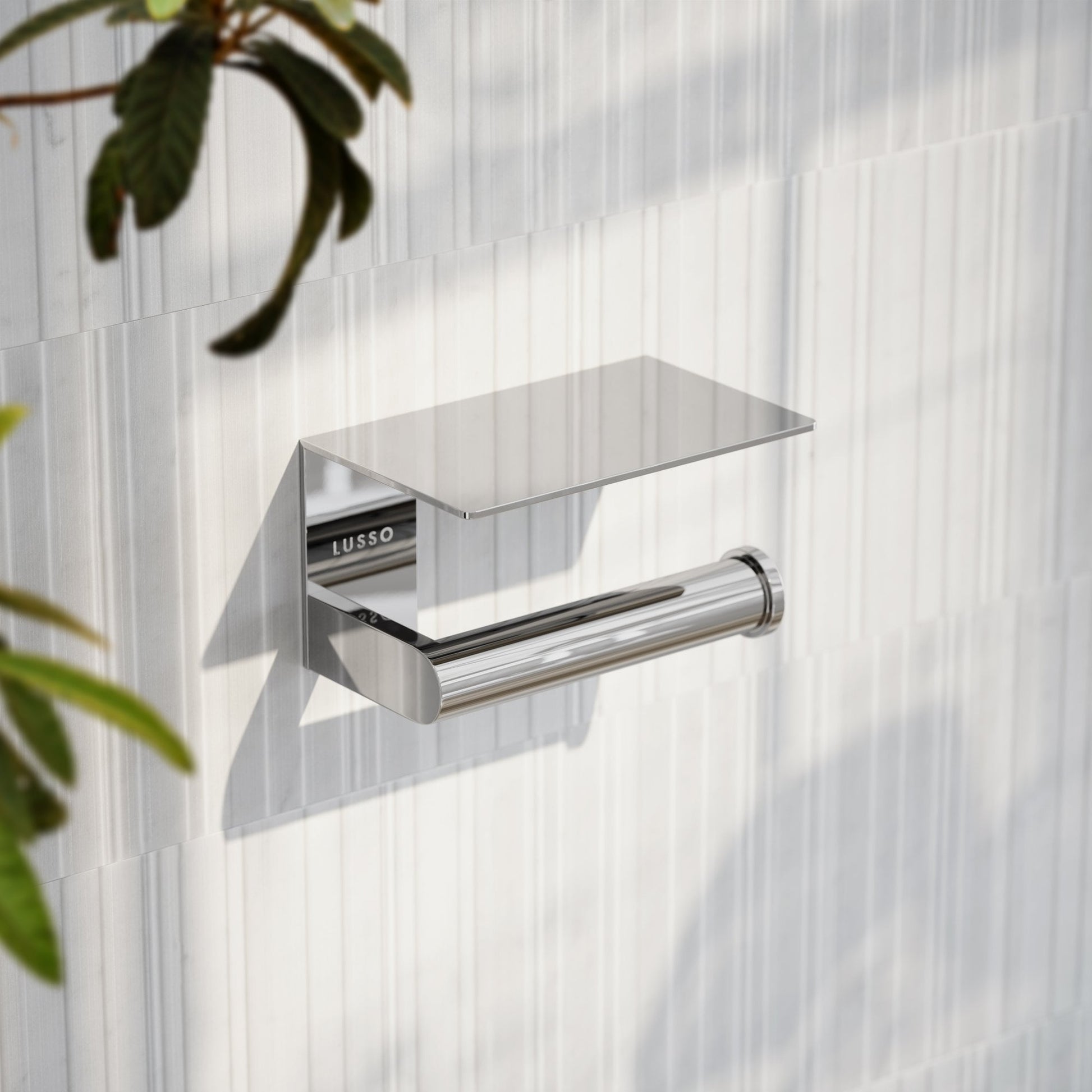 Deka Chrome Toilet Roll Holder with Shelf