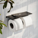 Deka Matte Black Double Toilet Roll Holder with Shelf