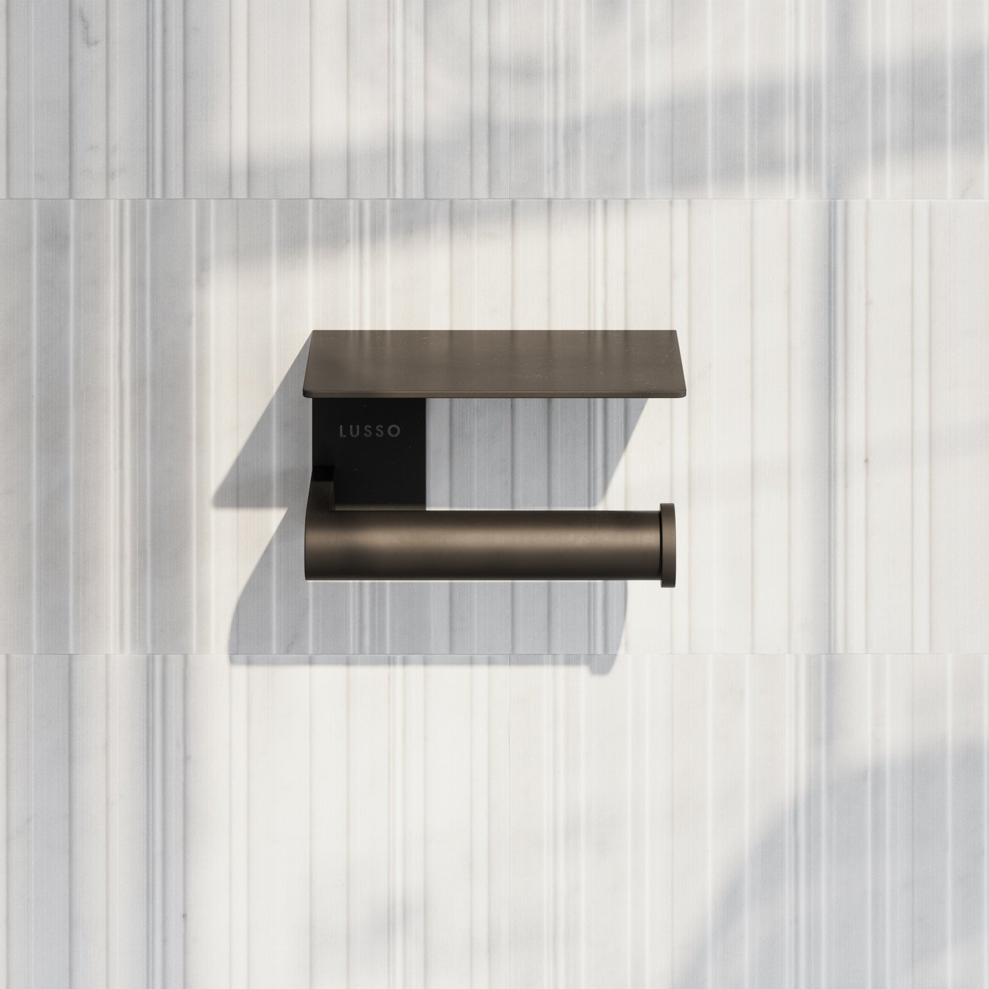 Deka Matte Black Toilet Roll Holder with Shelf