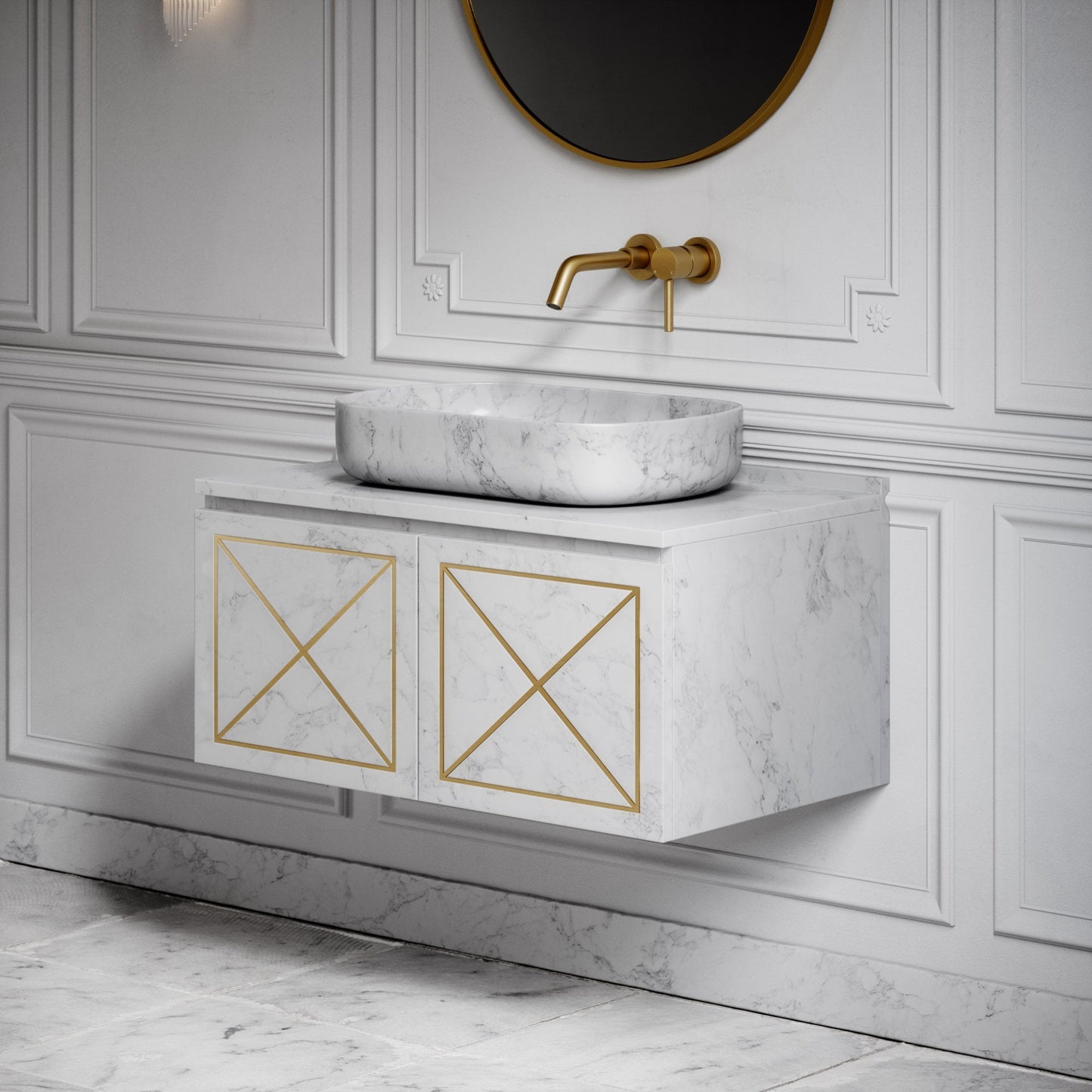 Designo Carrara Marble Countertop Basin 550mm