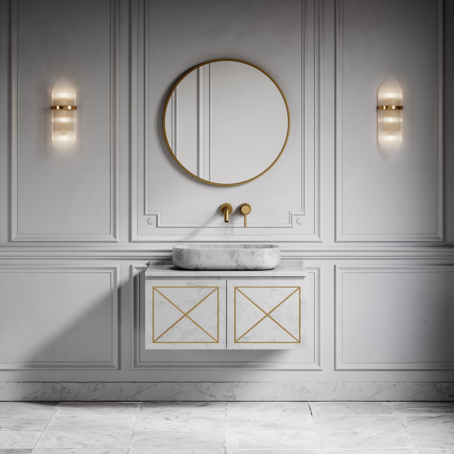 Designo Carrara Marble Countertop Basin 550mm