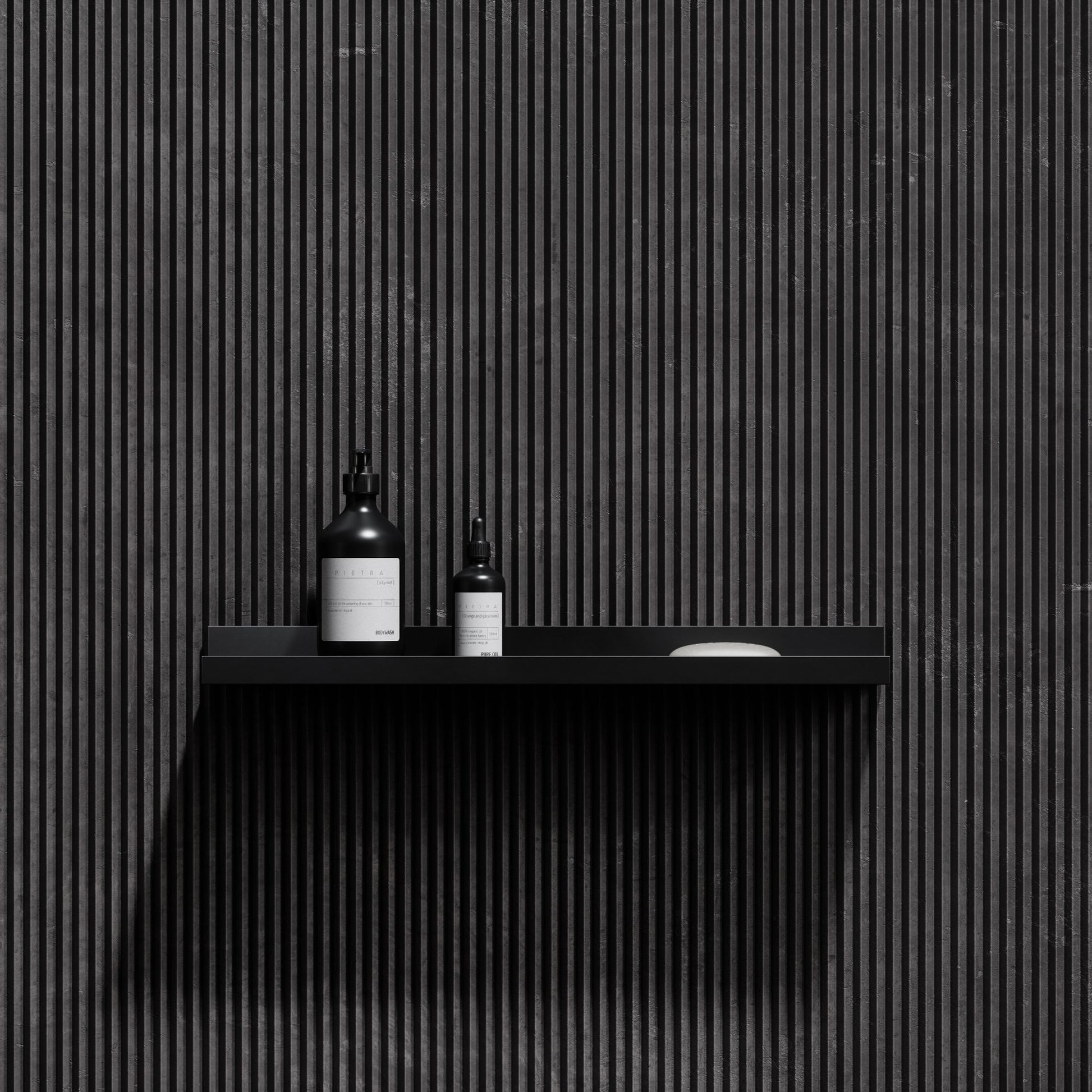 Designo Matte Black Floating Bathroom Shelf 600mm