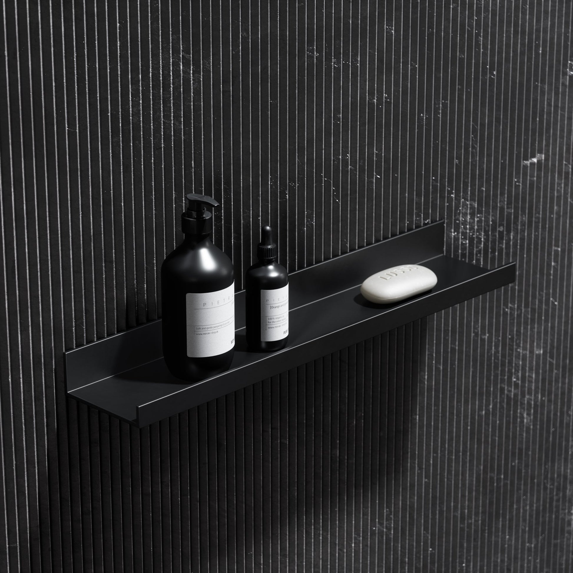 Designo Matte Black Floating Bathroom Shelf 600mm