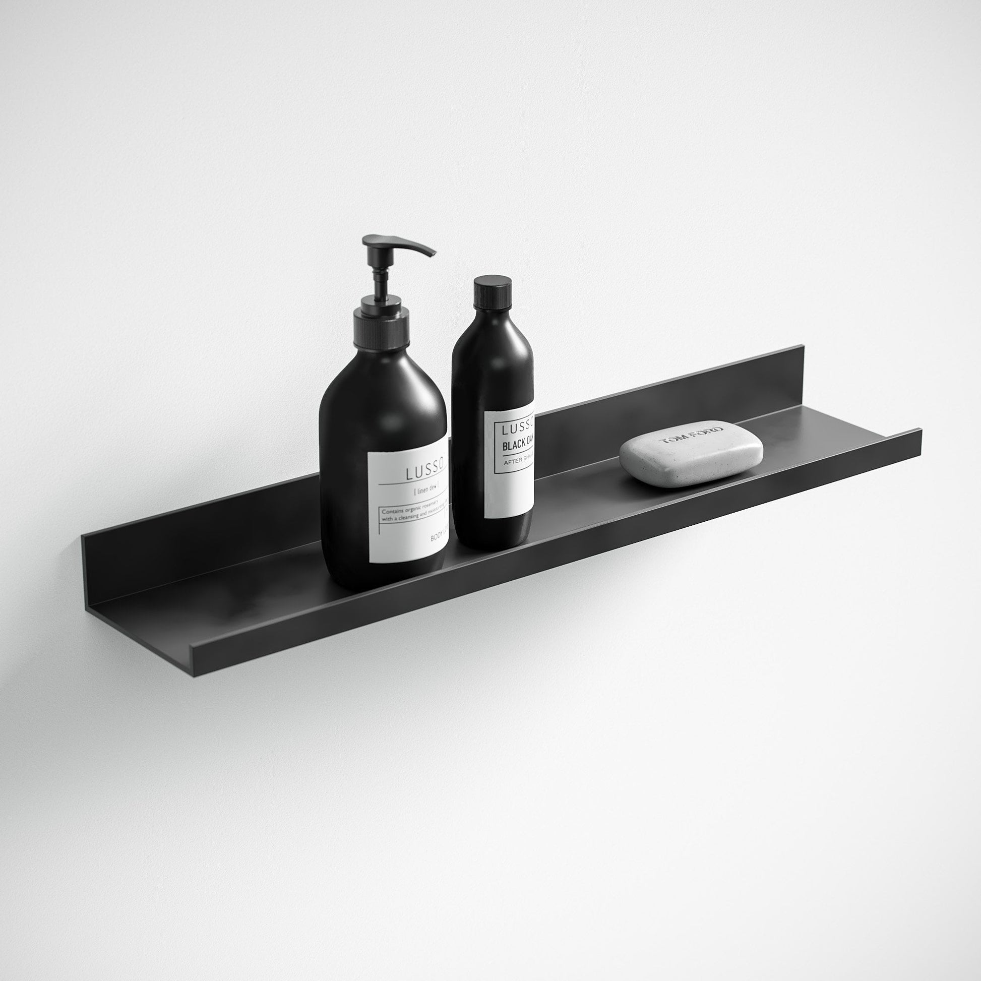 Designo Matte Black Floating Bathroom Shelf 600mm