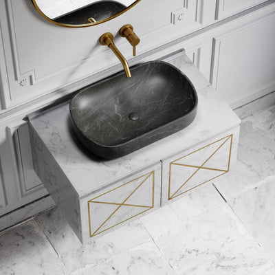 Designo Pietra Grey Marble Countertop Basin 550mm