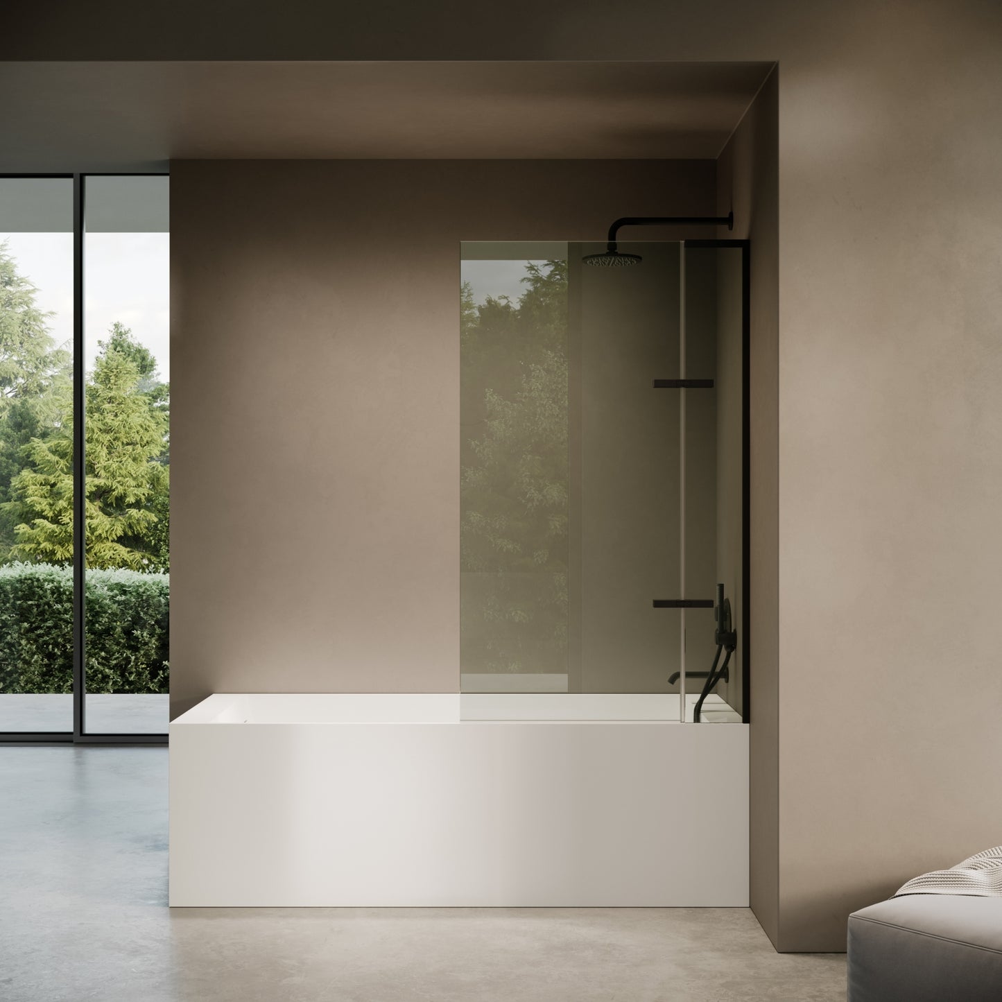 Doccia Matte Black Frameless Folding Bath Shower Screen 900mm