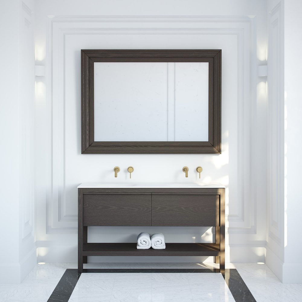 Dorchester Grey Oak Double Vanity Unit with Stone Basin 1500mm