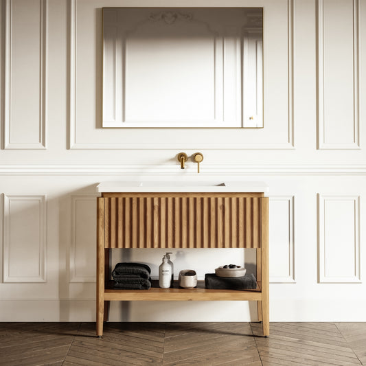 Eclat Oak Wood Grain Vanity Unit 1000mm