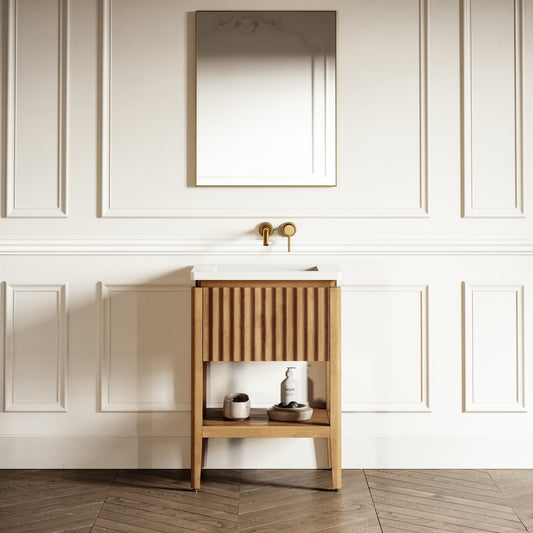 Eclat Oak Wood Grain Vanity Unit 600mm