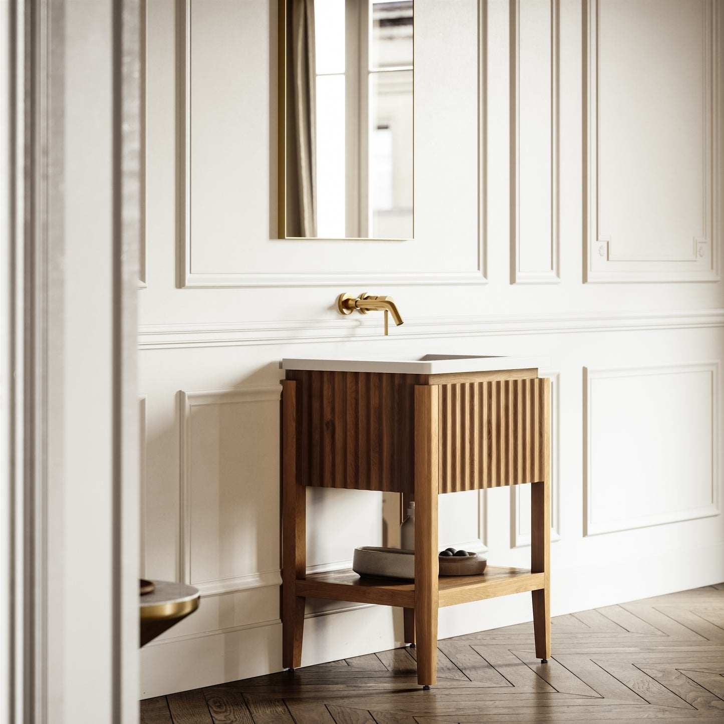 Eclat Oak Wood Grain Vanity Unit 600mm