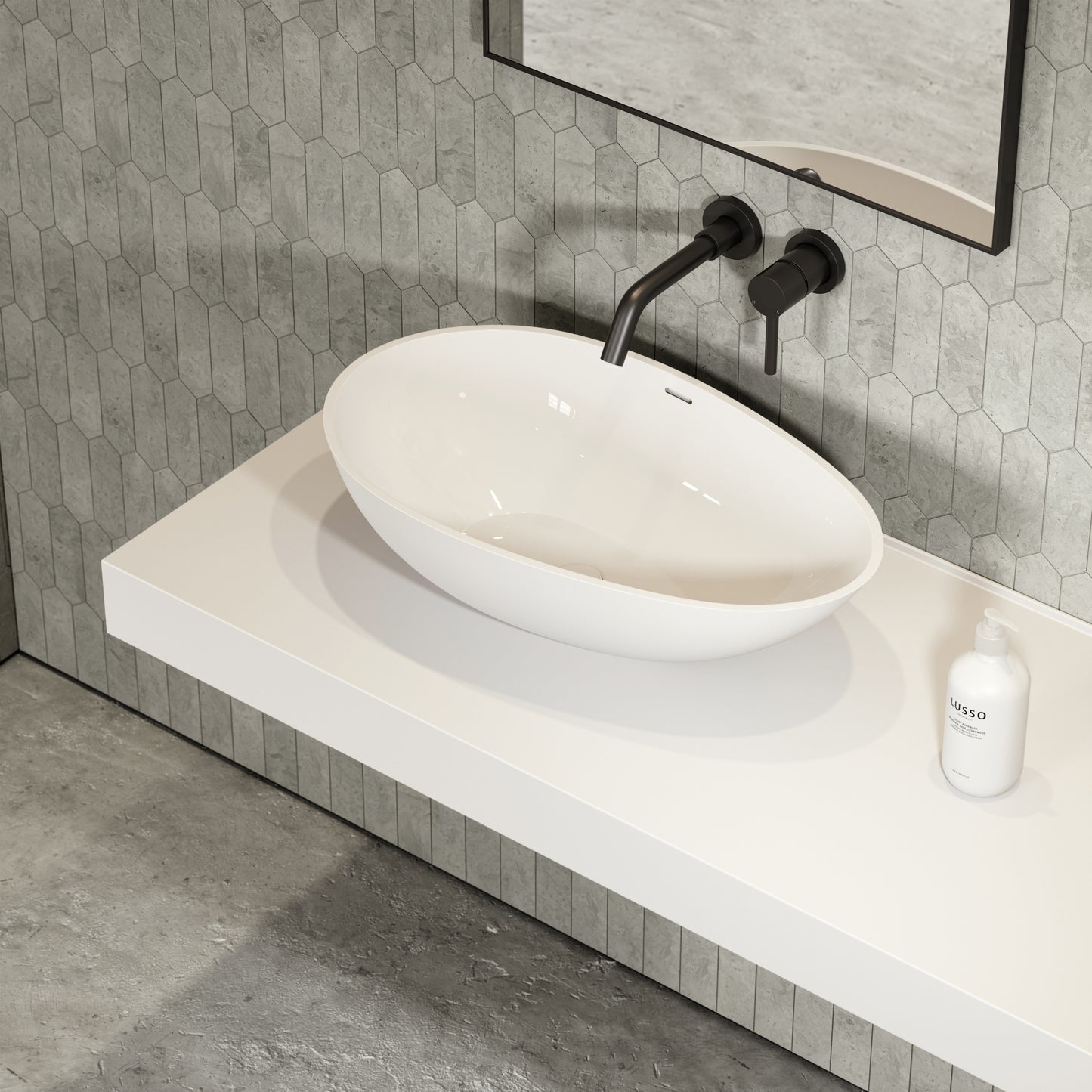 Egg Shell Countertop Stone Basin 600mm