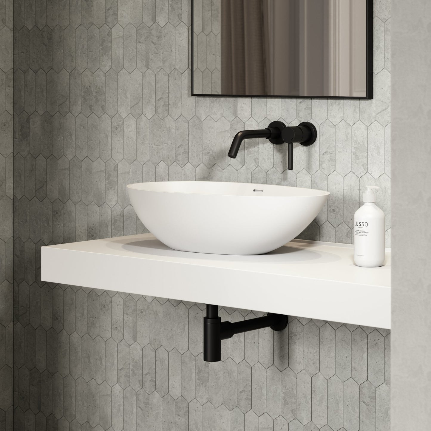 Egg Shell Countertop Stone Basin 600mm