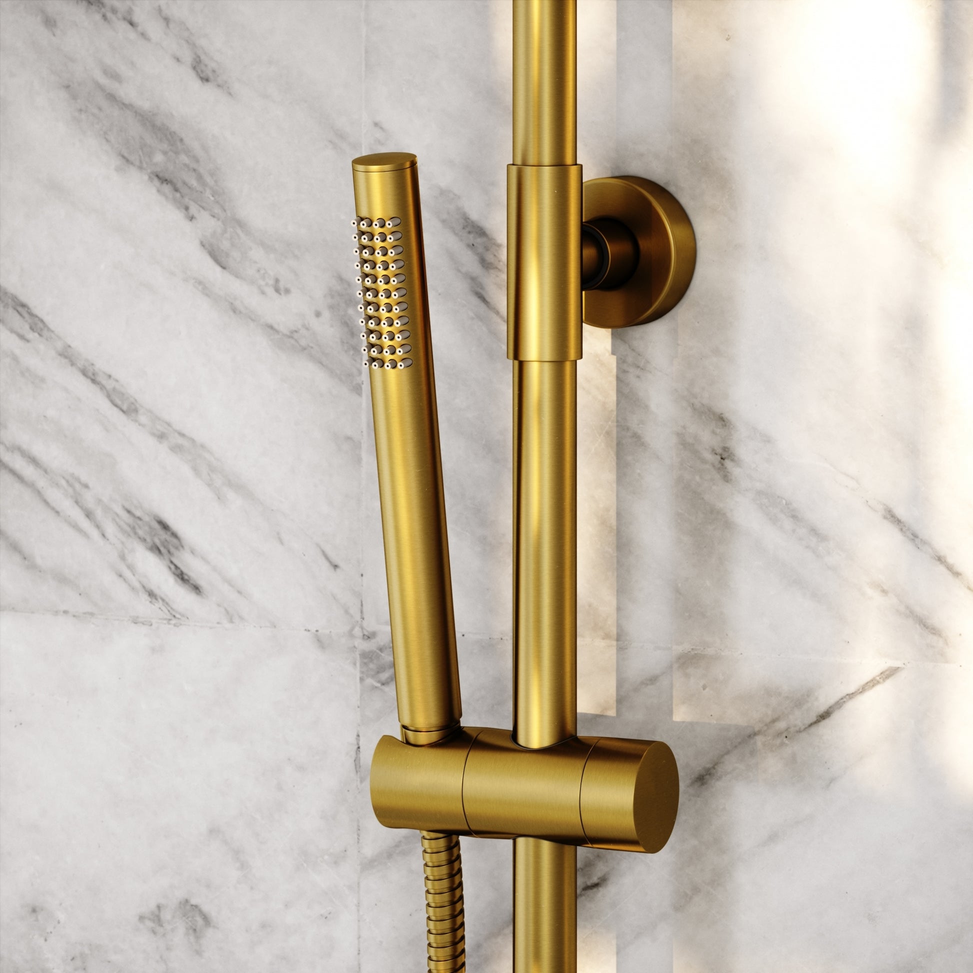 Elegance Brushed Gold Exposed Thermostatic Bar Shower with Riser