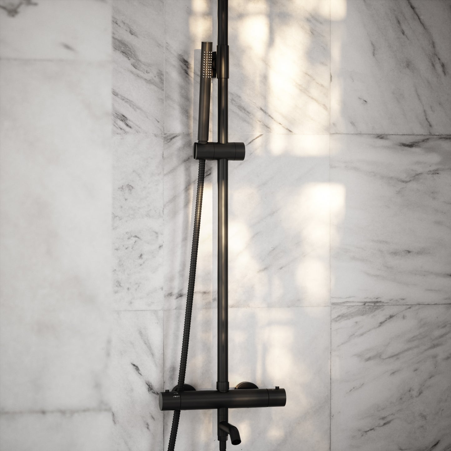 Elegance Matte Black Exposed Thermostatic 3 Way Shower
