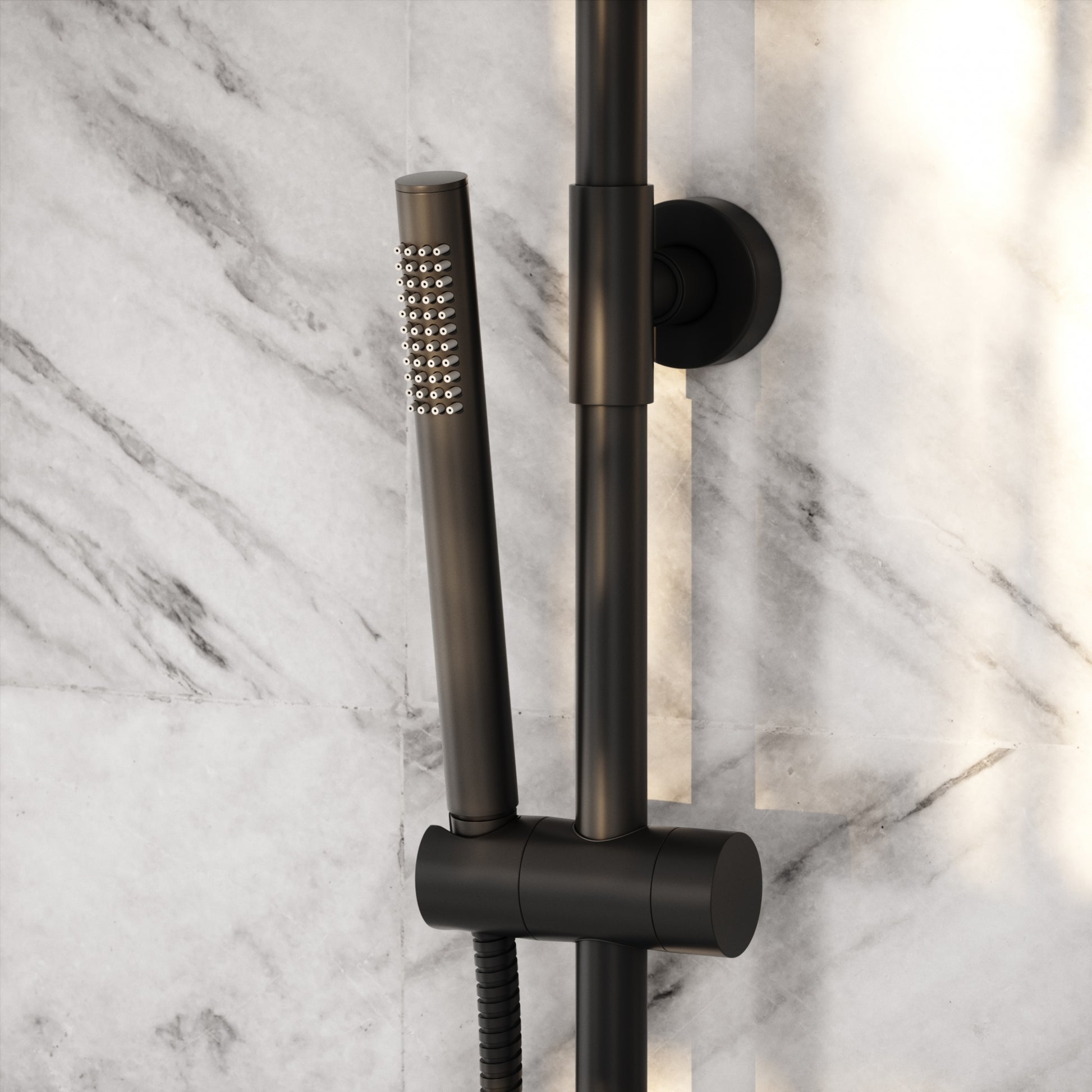 Elegance Matte Black Exposed Thermostatic Bar Shower with Riser