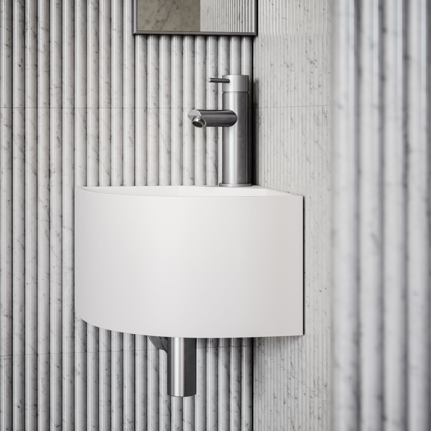 Elegant White Micro Corner Basin 300mm