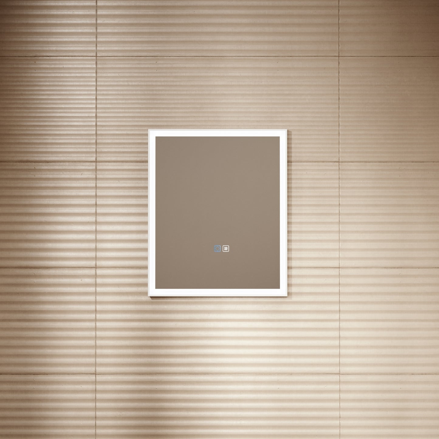 Elixir Matte White LED Demister Stone Mirror 500mm