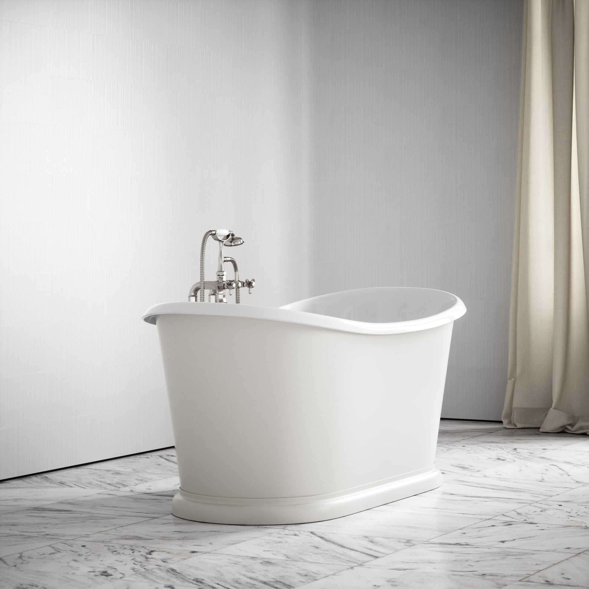 Ellington Matte Cream Freestanding Roll Top Cast Iron Bath 1720mm