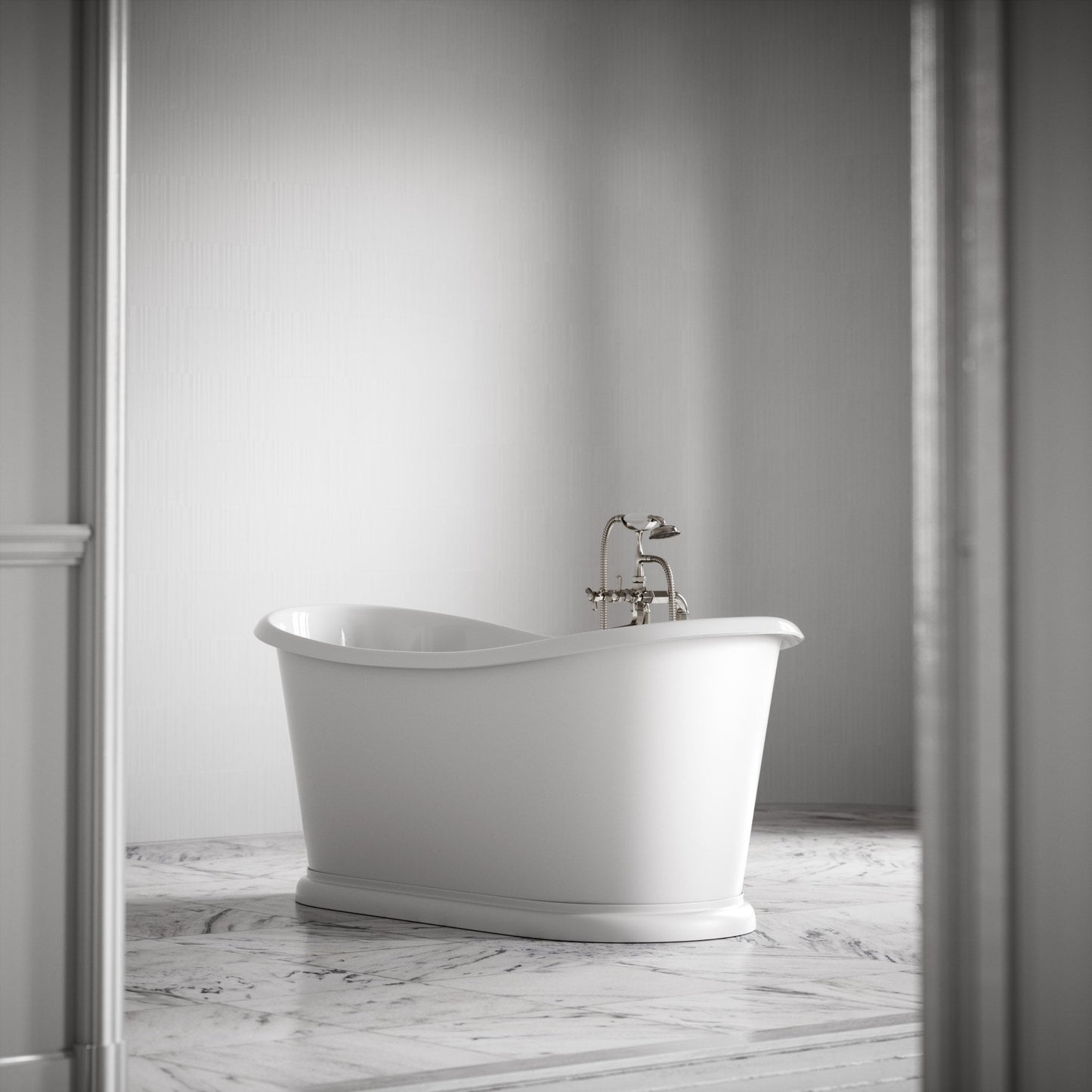 Ellington Matte White Freestanding Roll Top Cast Iron Bath 1720mm