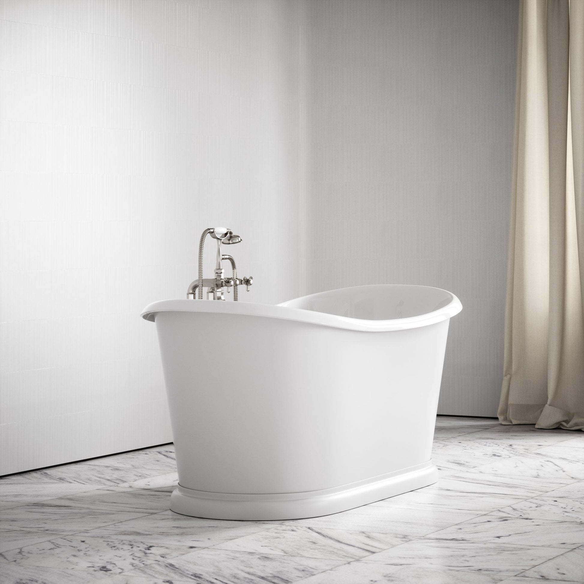 Ellington Matte White Freestanding Roll Top Cast Iron Bath 1720mm