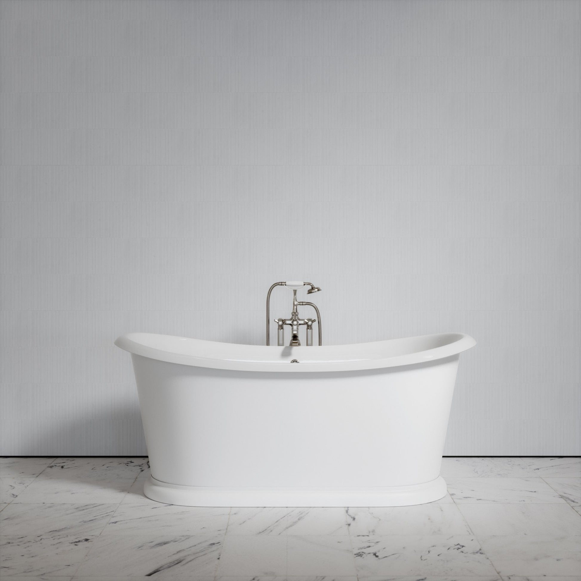 Ellington Matte White Freestanding Roll Top Cast Iron Bath 1720mm