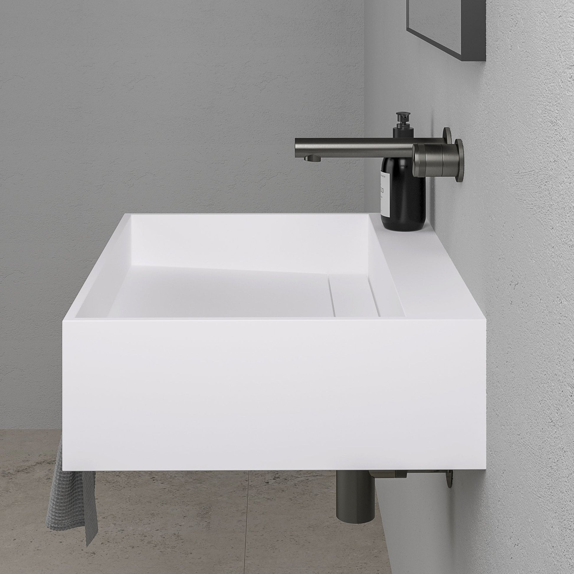 Ethos Flow Wall Hung Stone Basin 600mm