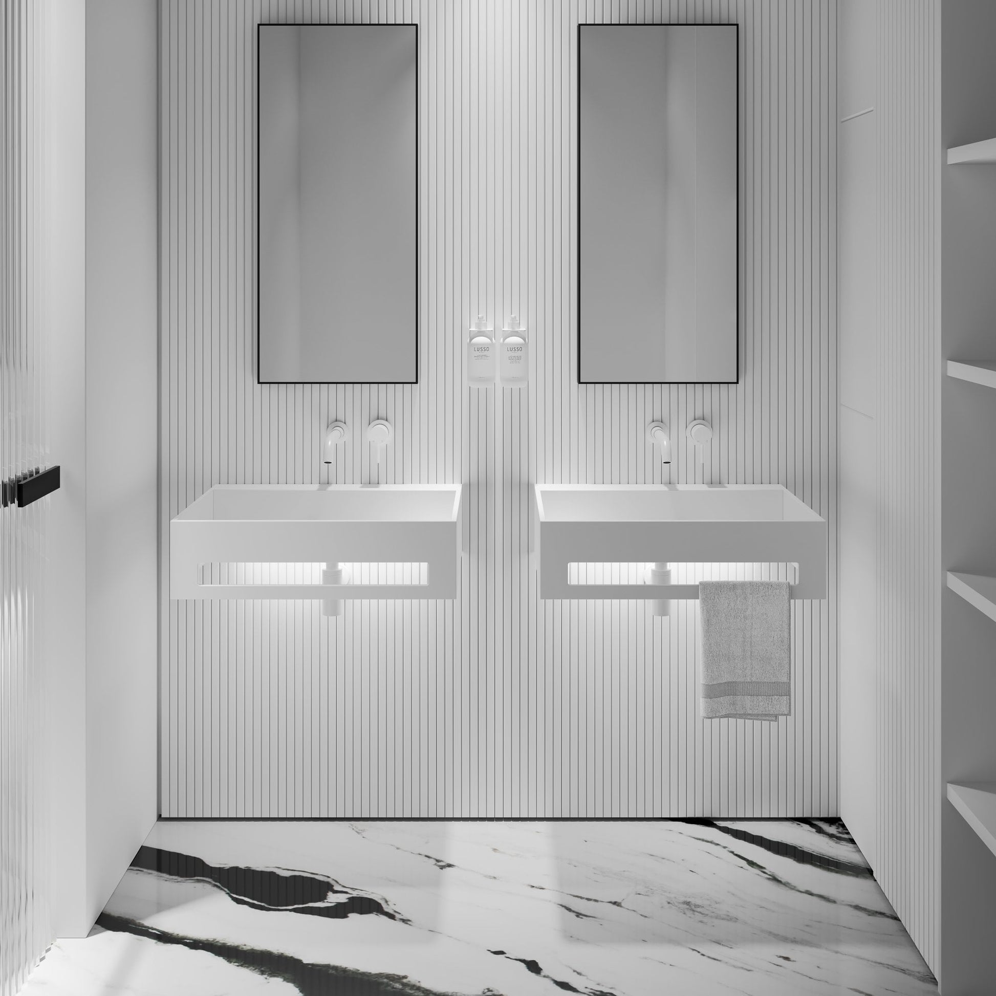 Ethos Flow Wall Hung Stone Basin 600mm