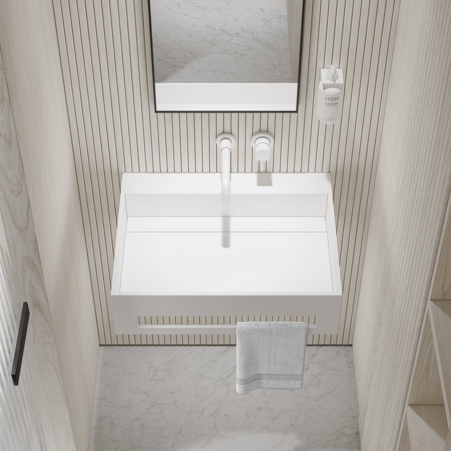 Ethos Flow Wall Hung Stone Basin 600mm