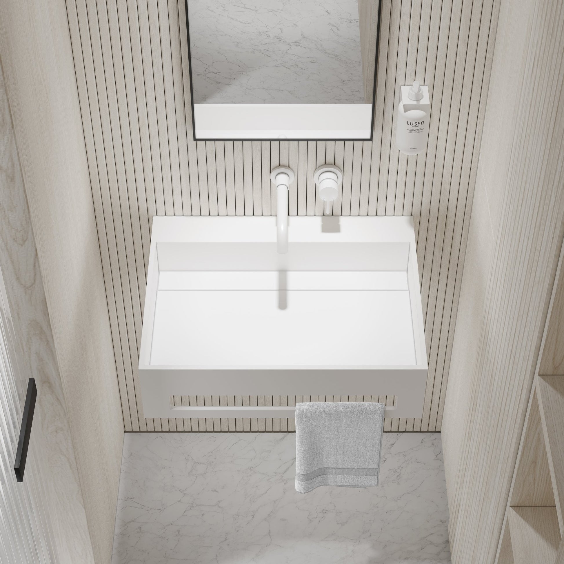 Ethos Flow Wall Hung Stone Basin 600mm