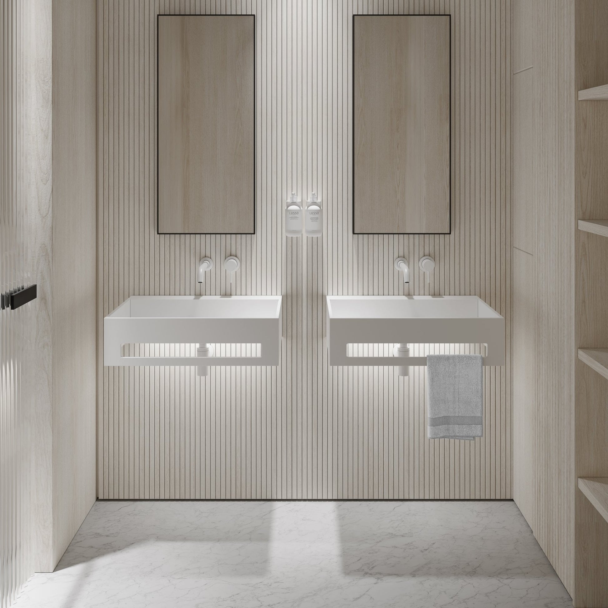 Ethos Flow Wall Hung Stone Basin 600mm