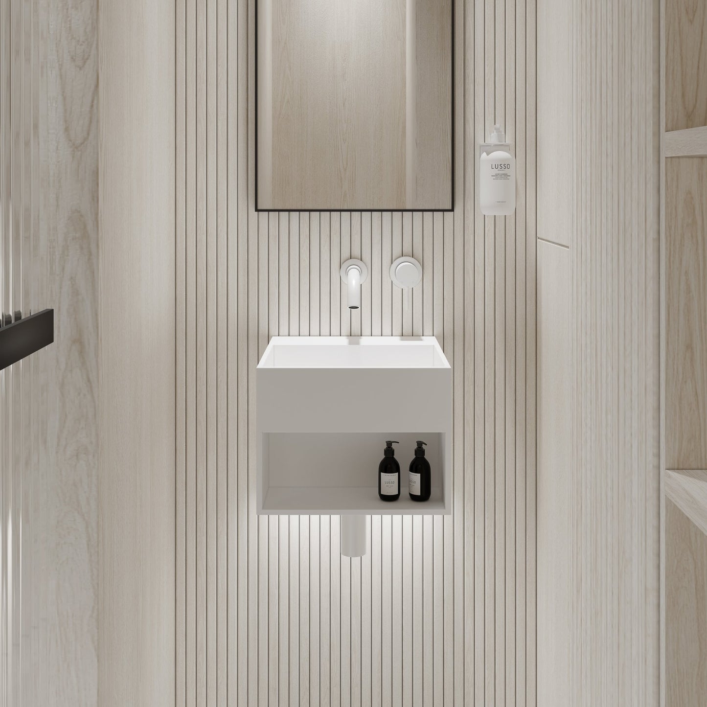 Ethos Mini Wall Hung Stone Basin 330mm