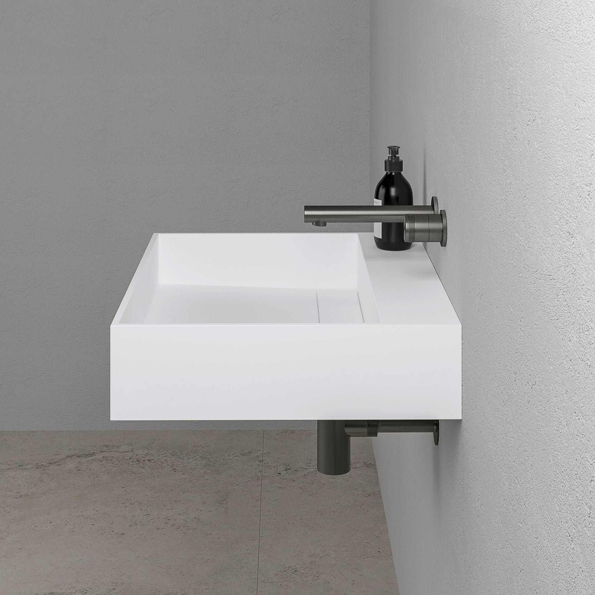 Ethos Slim Wall Hung Stone Basin 620mm