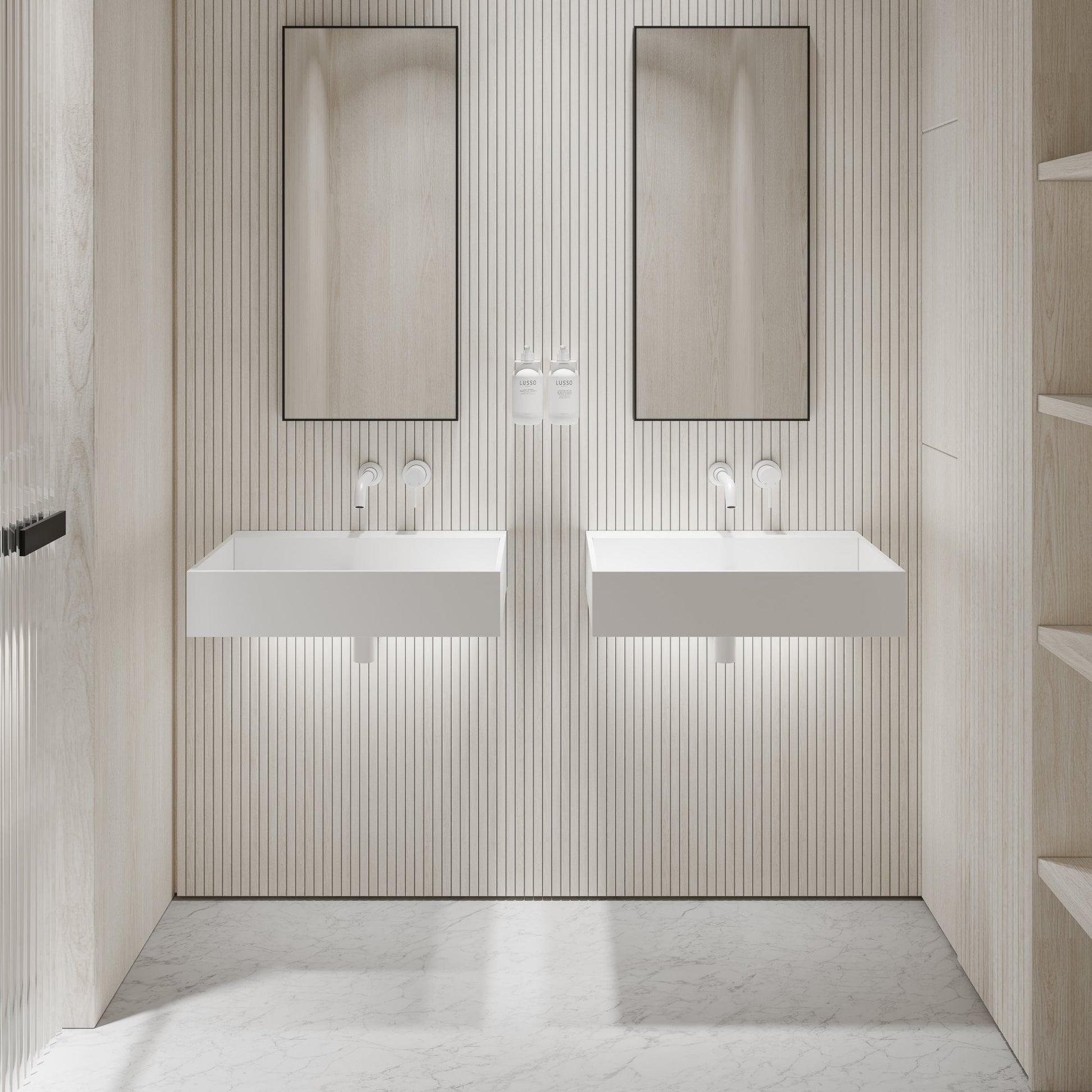 Ethos Slim Wall Hung Stone Basin 620mm