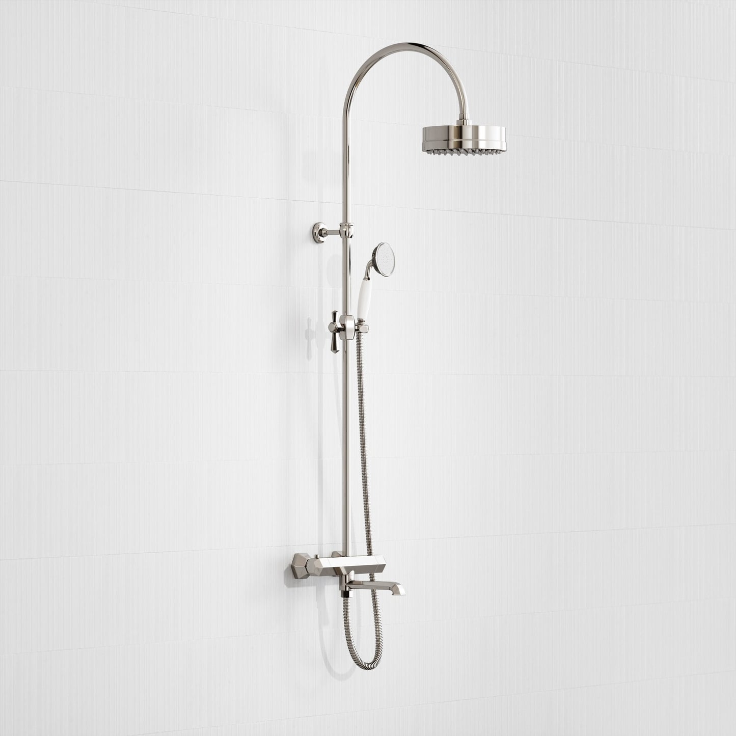 Eton Polished Nickel 3-way Thermostatic Bath Shower System