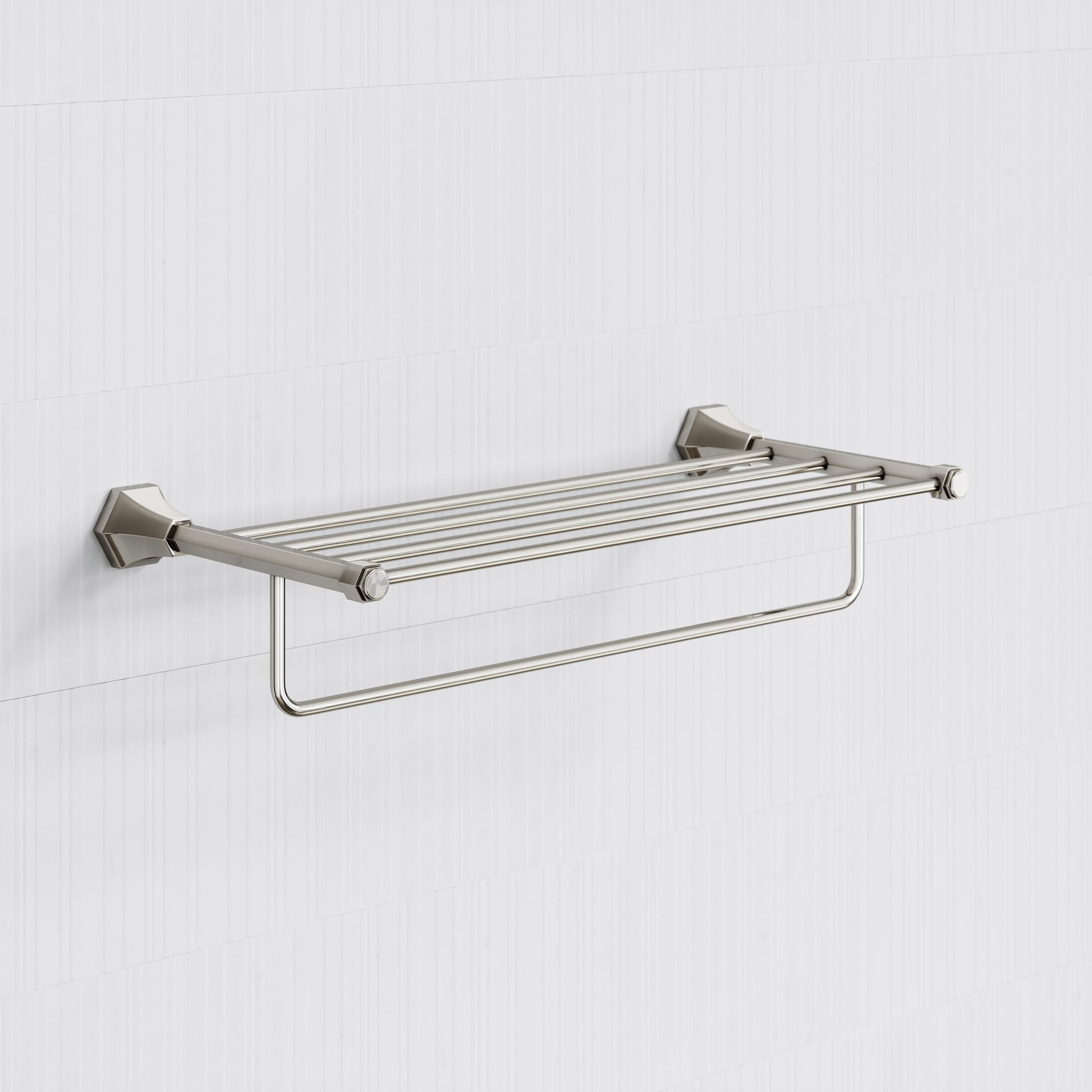 Eton Polished Nickel Towel Shelf With Rail 600mm
