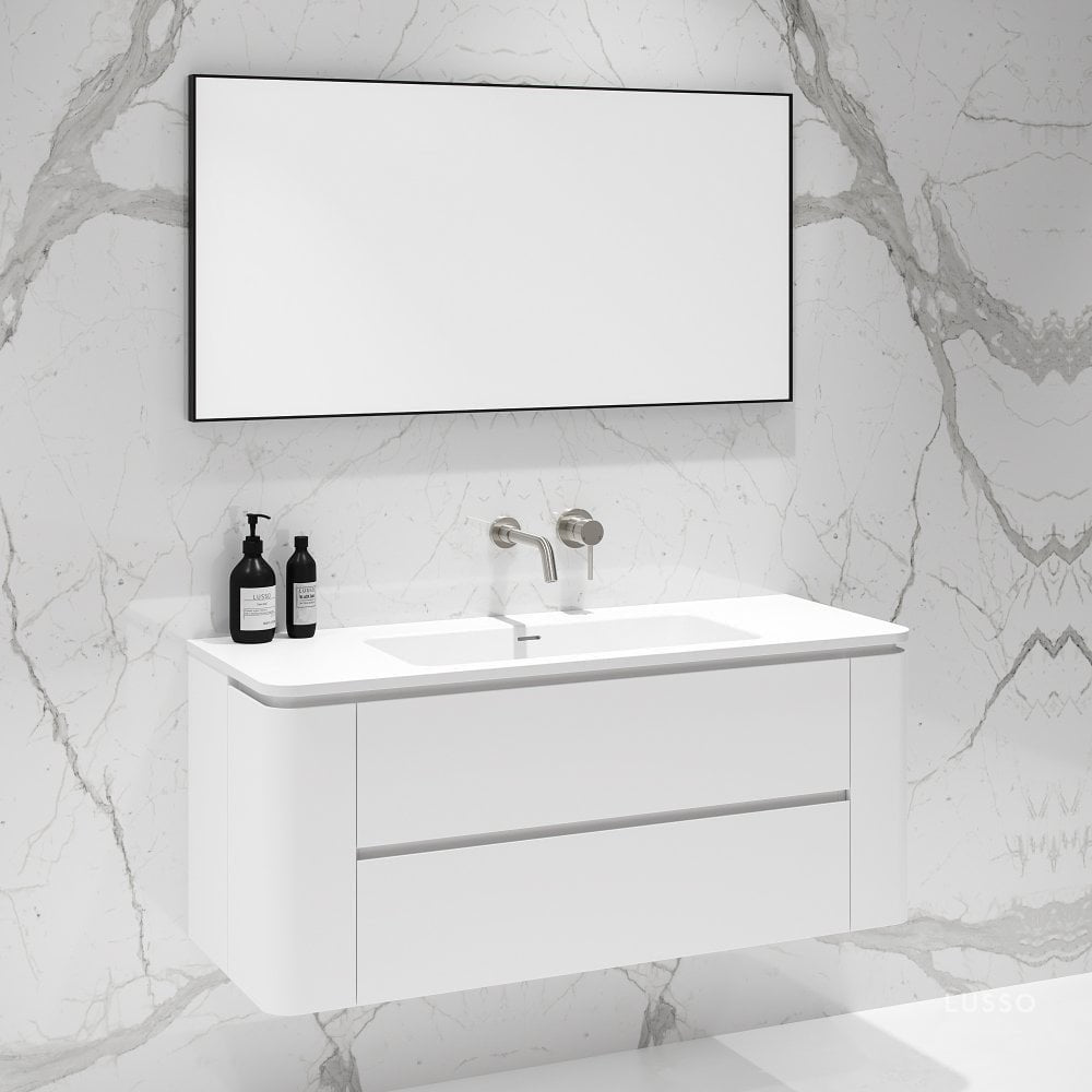 Fontane Matte White Vanity Unit with Stone Basin 1200mm