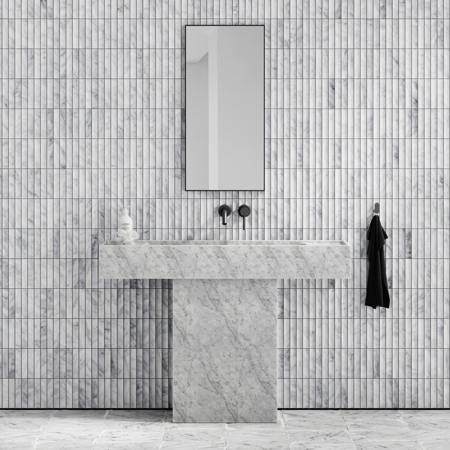 Genova Concave Carrara Marble Mosaic Wall Tile