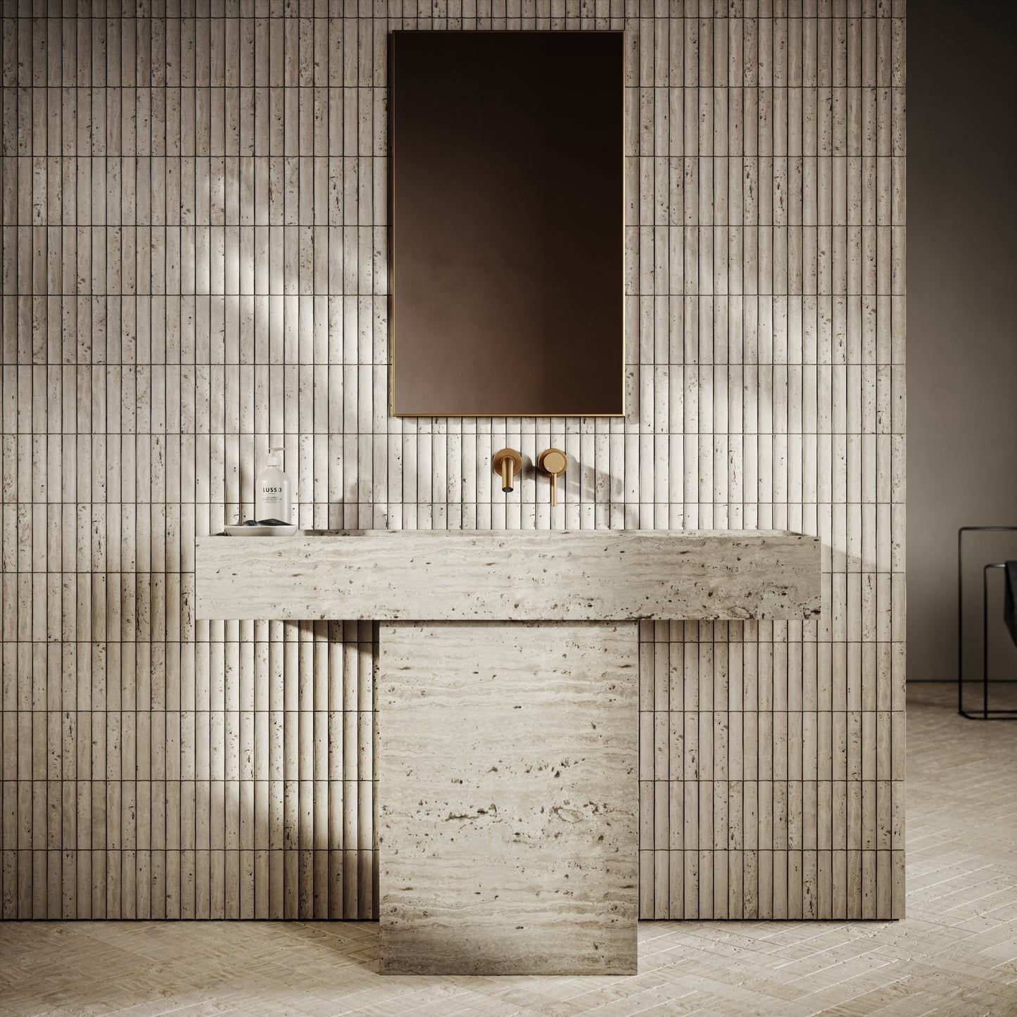 Genova Concave Travertine Stone Mosaic Wall Tile